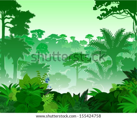 Vector Tropical Rainforest Jungle Royalty-Free Stock Photo #155424758