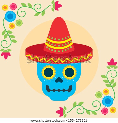 Mexican skull design, Mexico culture tourism landmark latin and party theme Vector illustration