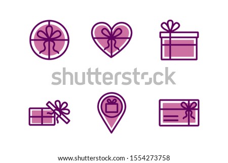 Gift icon set design, happy birthday celebration decoration party festive and surprise theme Vector illustration