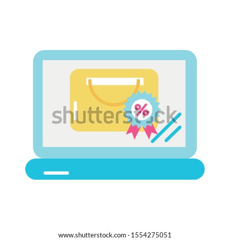 Laptop design, Shopping Commerce market store retail paying and buying theme Vector illustration