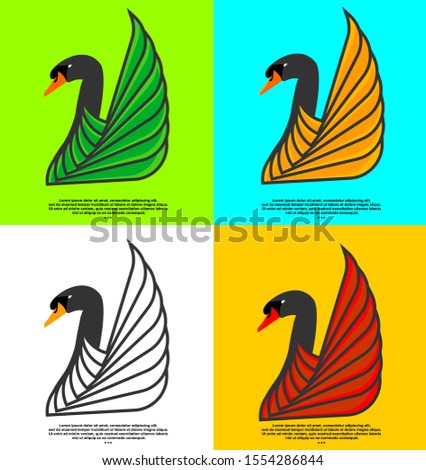 simple unique and modern swan logos.
A beautiful swan who poses very gracefully and charming