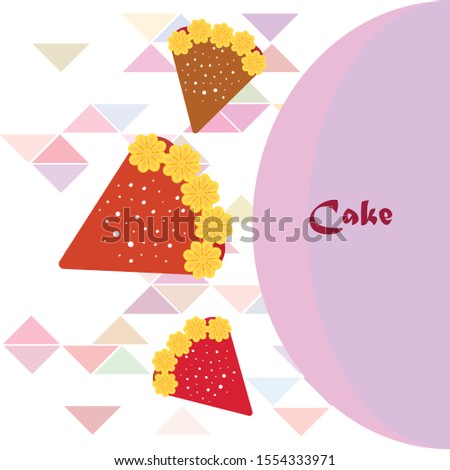 Birthday cake and chocolate cake, cut slice. Vector illustration