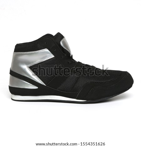 black boxing sports shoes isolated on white background