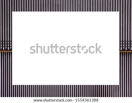 picture frame the surface striped metallic lines of escalator isolated on white background with copy space.blank sheet of paper