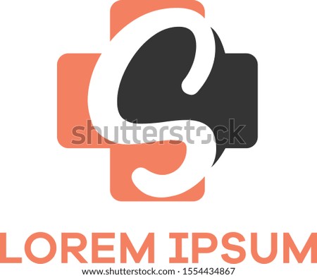 S letter logo design. Letter s in plus shape vector illustration.