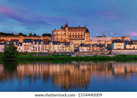 Famous Amboise Castle over Loire river, France Royalty-Free Stock Photo #1554440009