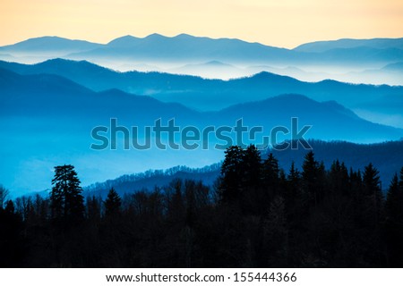 View of the Smoky Mountains from Route 441 Newfound Gap Royalty-Free Stock Photo #155444366