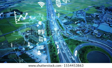 Transportation system concept. Communication network. Autonomous technology. 