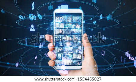 Social networking service concept. communication network. Royalty-Free Stock Photo #1554455027