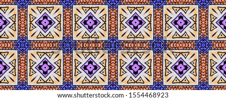 Azulejo Seamless Panorama. Tile Seamless Pattern. Peruvian Ethnic Pattern. Portugal Ceramics. Original Swimwear Print. Tile Seamless Pattern. Lisbon Mosaic.