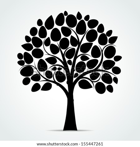 Black tree silhouette - Vector illustration