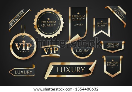 Premium quality vector badges. Luxury black labels. Vector illustration Royalty-Free Stock Photo #1554480632