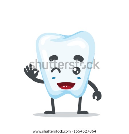 Vector illustration of a tooth mascot, funny and cute.