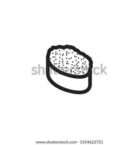 Vector sushi with caviar. Flat illustration of sushi with flying fish caviar isolated on white background. Icon vector illustration sign symbol.