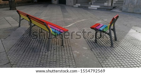 LGTBI benches on a public street
