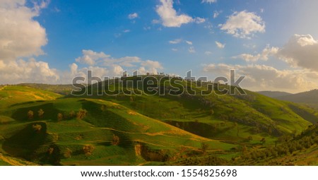 The natural beauty of the spring, with its green plains and terrain ripples.
Khirbet Deir al Assal , Irbid- Jordan Royalty-Free Stock Photo #1554825698