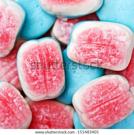 brains of fruit jelly candy background