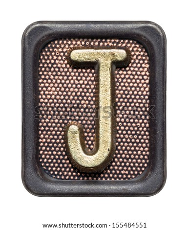 Metal button alphabet letter J