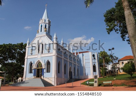 Olímpia - SP - Brazil - Small town landscape of Brazil countryside with church, square and famous buildings Royalty-Free Stock Photo #1554848510