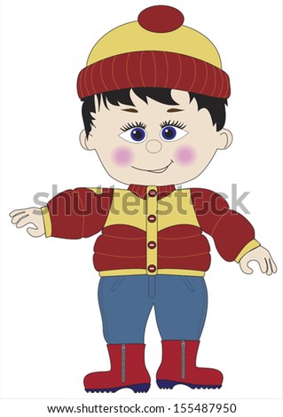 boy in winter clothes isolated on white background