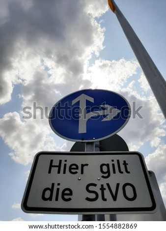 Hanau, Frankfurt / Germany - 13.07.2019 : traffic warning sign on road 