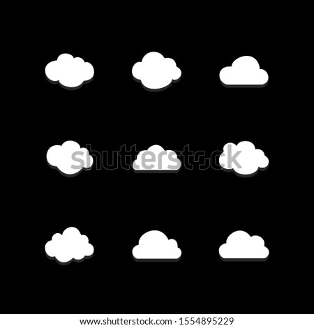 Flat design cloudscapes collection. Flat shadows. Vector illustration
