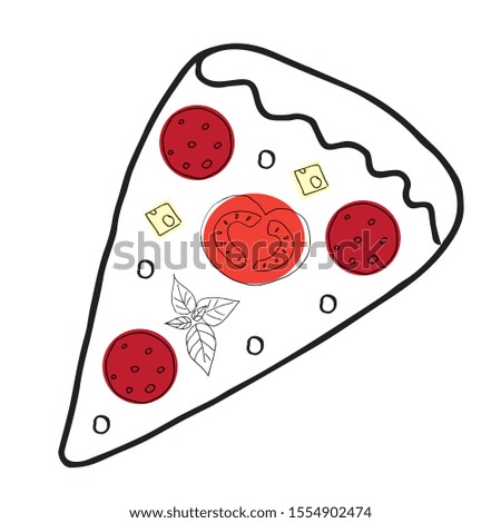delicious hot tasty pizza with salami, cheese and olives. italian cuisine. italian food.pizza fastfood.pizza isolated object vector