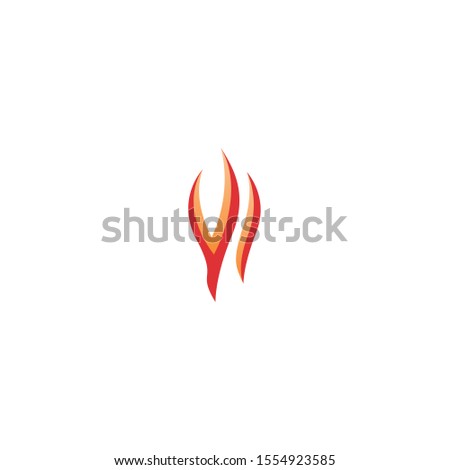 Fire w letter logotype, icon, vector illustration