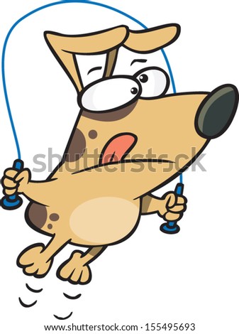 Cartoon dog skipping rope