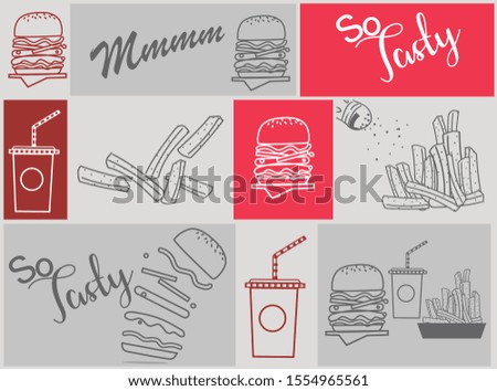 pattern for stamp on paper. fast food restaurant