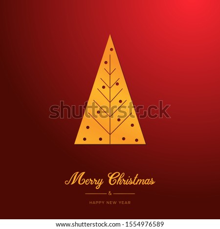 Christmas tree on red background With Christmas ornaments. christmas decorations. Xmas card, poster, social media banner, gift card, sale voucher. vector illustration