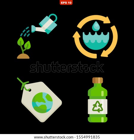 earth day set icons stock vector illustration