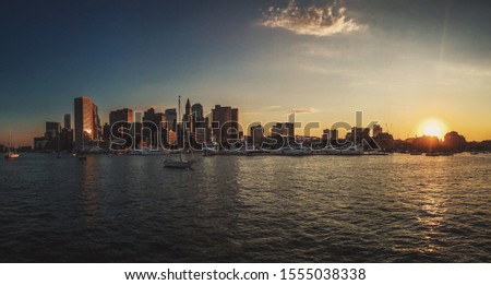 Panorama of Boston Skyline at Sunset