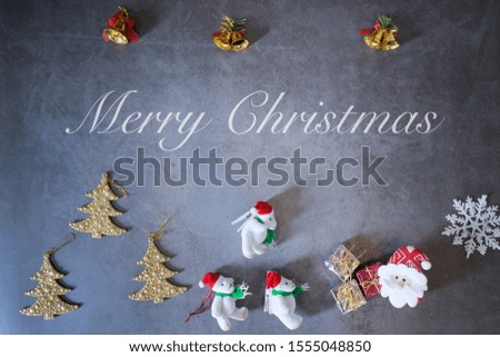 Top view Merry christmas frame background texture with copy space, Holiday and celebration concept. Flat lay