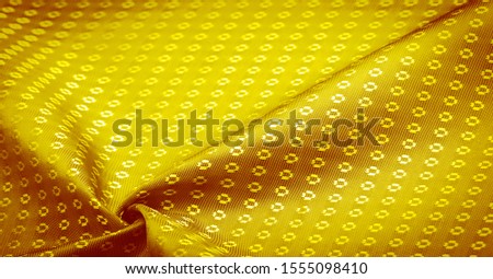 Background texture, decorative ornament, yellow gold silk fabric, with small prints, wealth, riches, richness, rich, fortune,