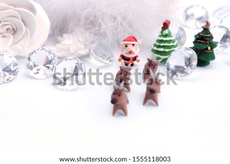 santa claus and christmas tree, merry christmas and happy new year white background, diamond group