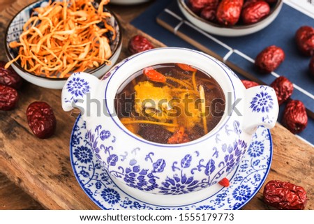 Cordyceps flower pork bone soup，Chinese Food