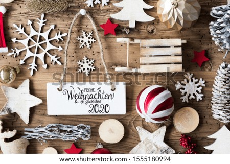 Wooden Christmas Decoration, Sign, Glueckliches 2020 Means Happy 2020