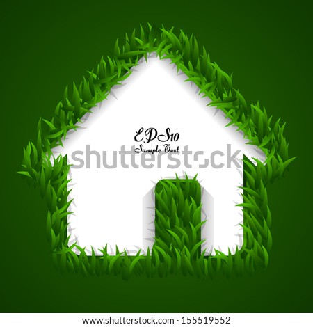 House symbol inner green grass background - Vector illustration