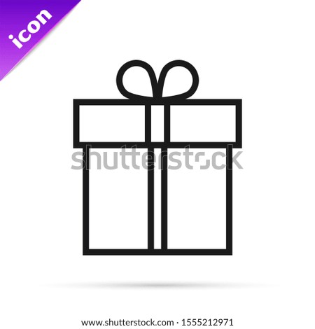 Black line Gift box icon isolated on white background.  Vector Illustration