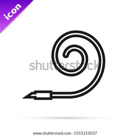 Black line Birthday party horn icon isolated on white background.  Vector Illustration
