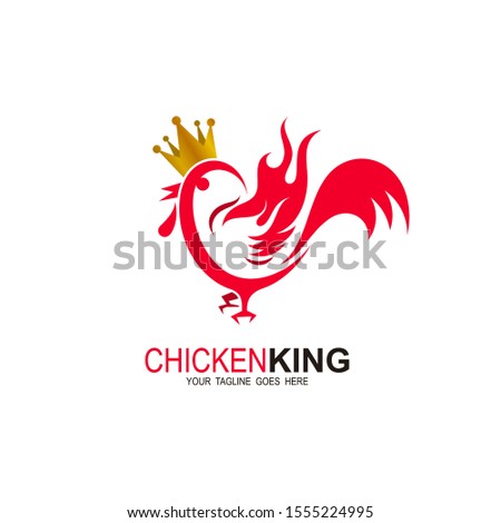 Chicken logo and fire design illustration
