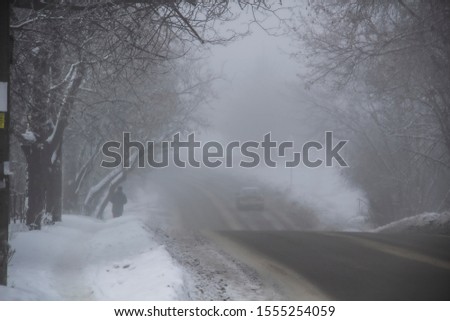 A Winter road to the fog