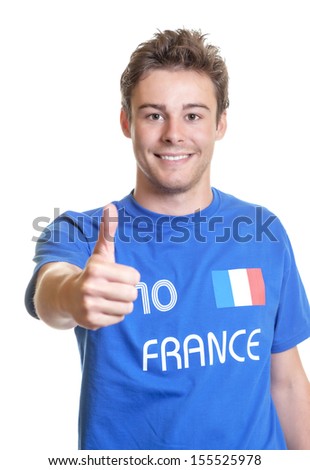 French soccer fan showing thumb up  