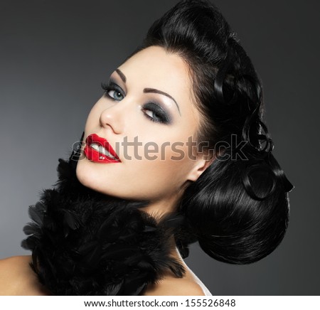 Fashion woman with beauty hairstyle and style makeup -  isolated on white background