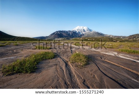 Beauty Volcano landscape with deep blue sky on Kamchatka, Russia