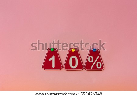 sale 10 percent. Big sales 10%, ten percents on pink  background for flyer, poster, shopping, sign, discount, marketing, selling, banner,