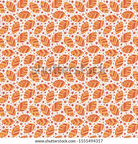 Seamless pattern with hand drawn orange leaves made with doodle style. Trendy scandinavian design concept for fashion textile print. Nature illustration.