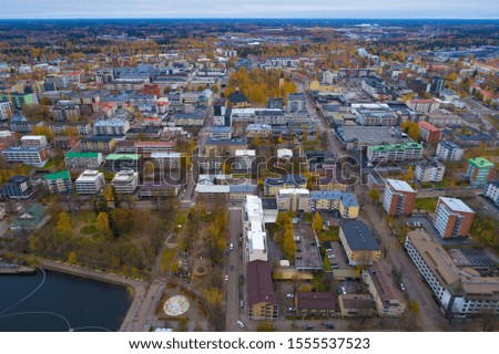 Top view of the modern Lappeenranta on an October afternoon (aerial photography). Finland