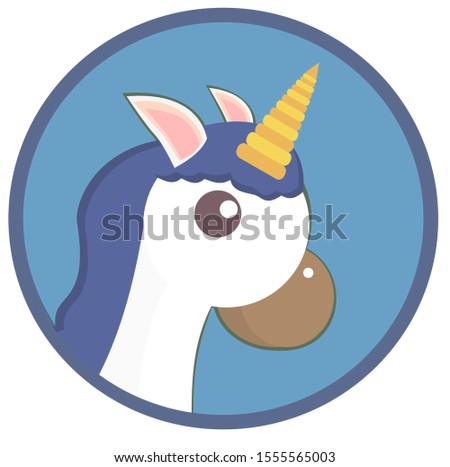 Funny cartoon vector illustration of a unicorn